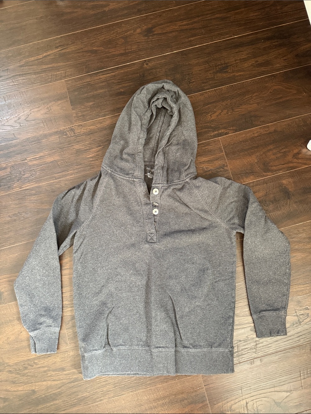 Sonoma Men's Charcoal Gray Hooded Henley Sweatshirt